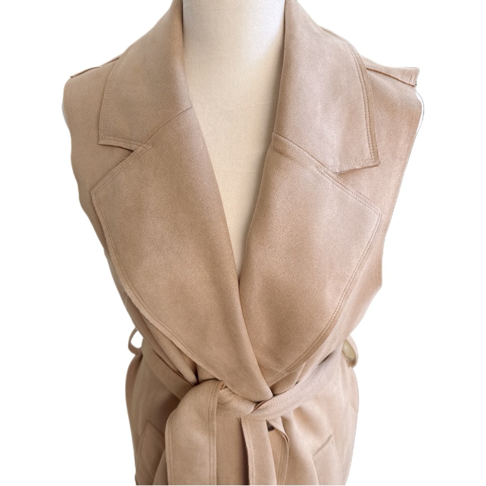 Guess Micro Faux Suede Sleeveless Belted Vest Dress